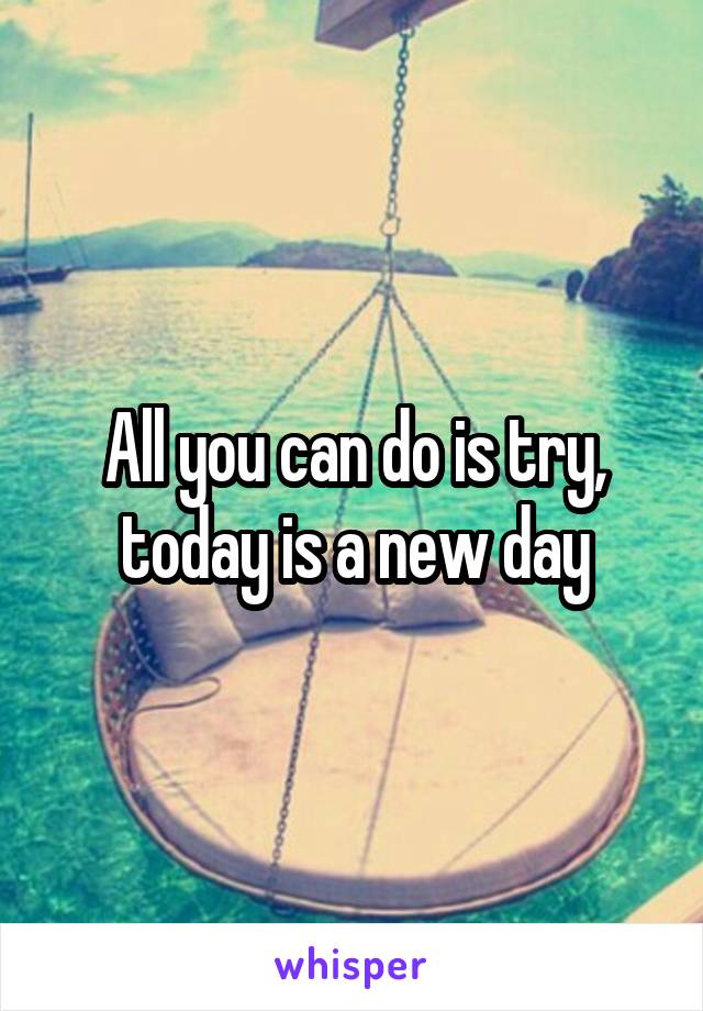 All you can do is try, today is a new day