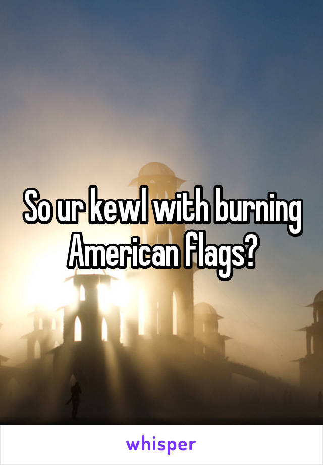 So ur kewl with burning American flags?