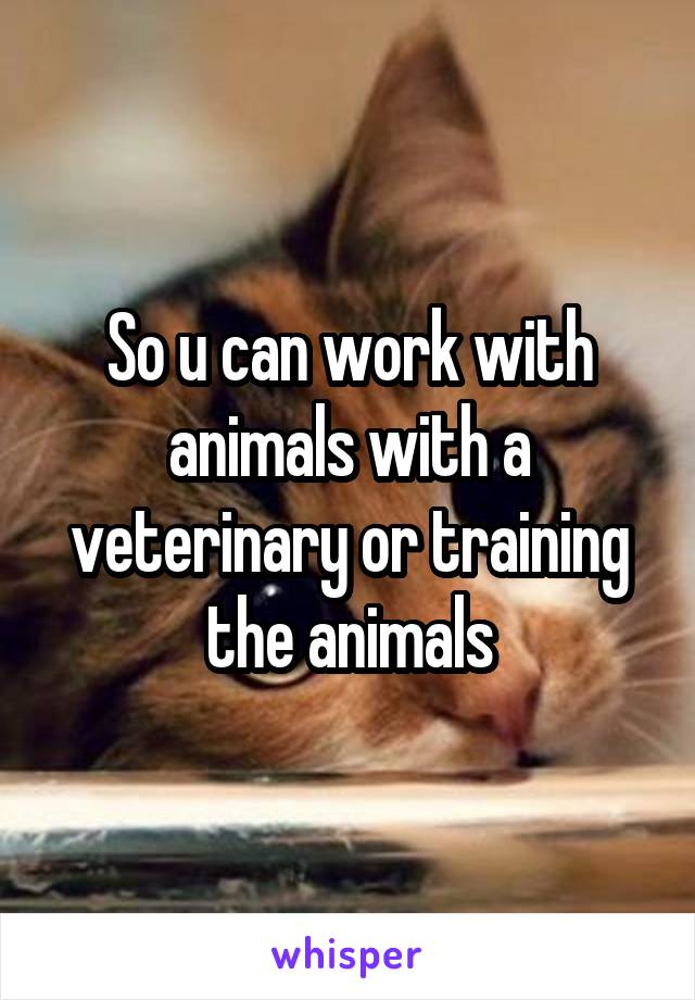 So u can work with animals with a veterinary or training the animals
