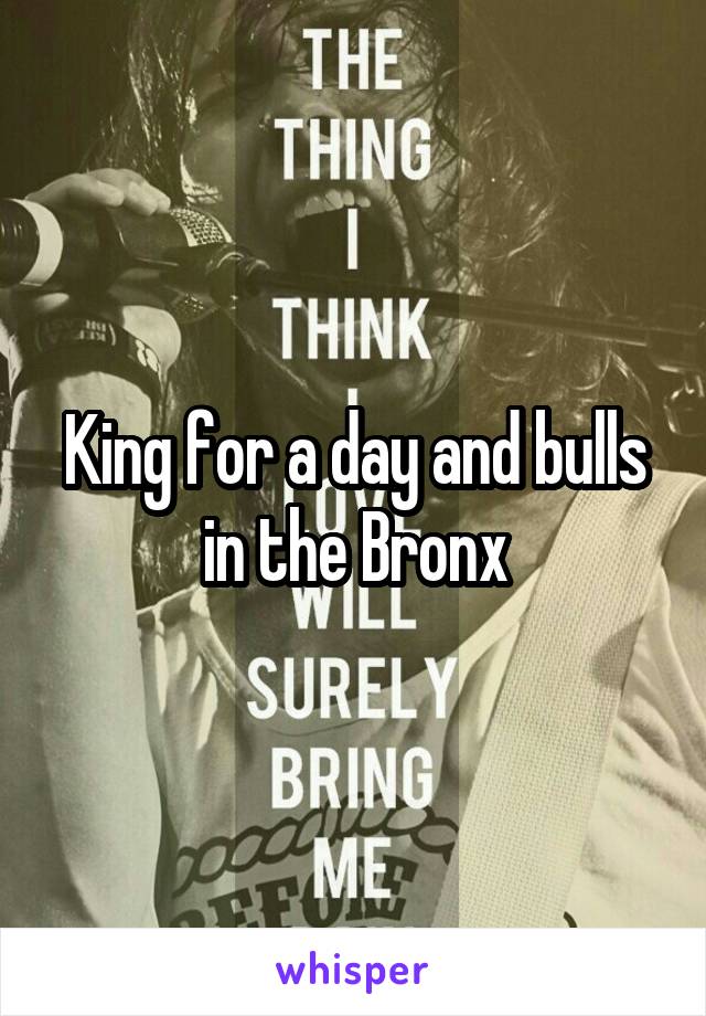 King for a day and bulls in the Bronx
