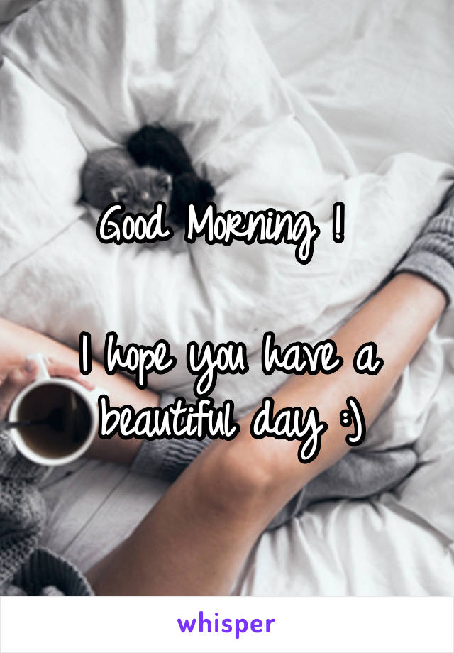 Good Morning ! 

I hope you have a beautiful day :)