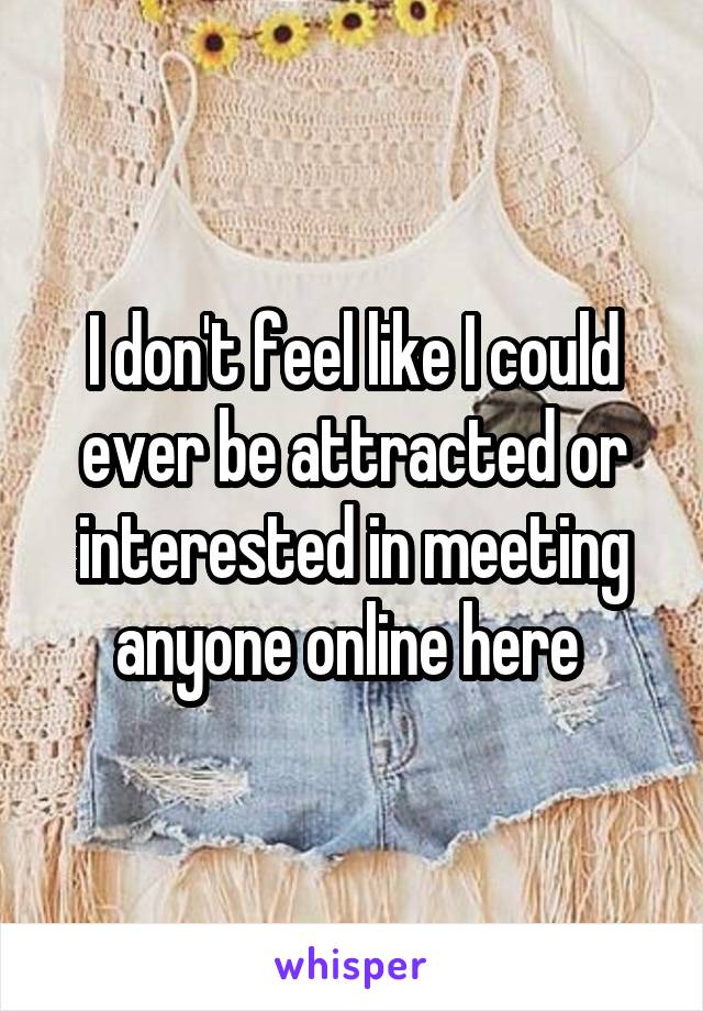 I don't feel like I could ever be attracted or interested in meeting anyone online here 