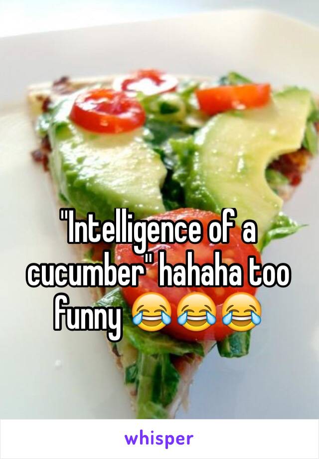 "Intelligence of a cucumber" hahaha too funny 😂😂😂