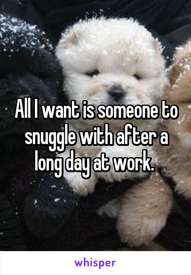 All I want is someone to snuggle with after a long day at work. 