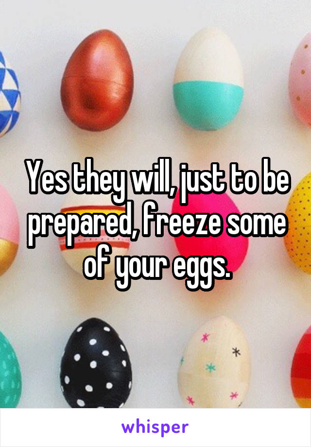 Yes they will, just to be prepared, freeze some of your eggs.
