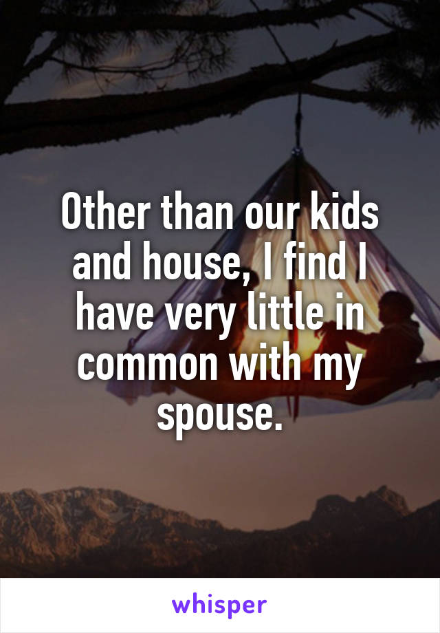 Other than our kids and house, I find I have very little in common with my spouse.