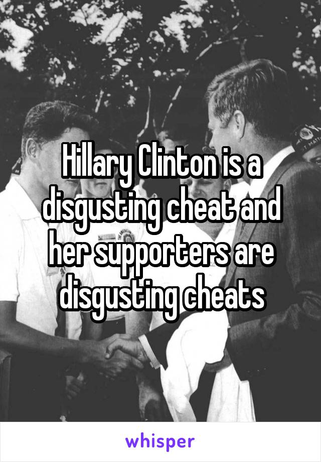 Hillary Clinton is a disgusting cheat and her supporters are disgusting cheats
