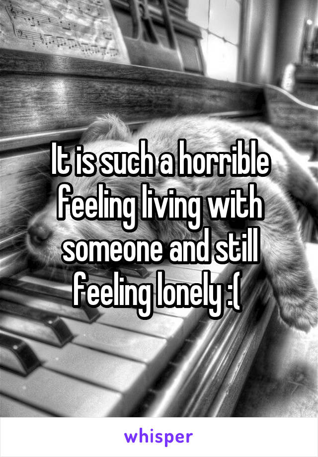 It is such a horrible feeling living with someone and still feeling lonely :( 