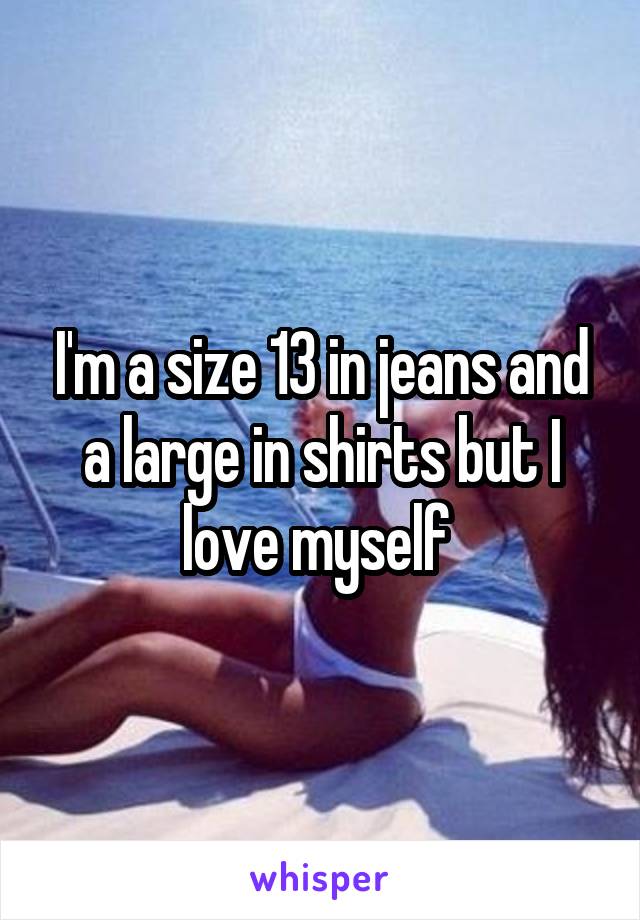 I'm a size 13 in jeans and a large in shirts but I love myself 