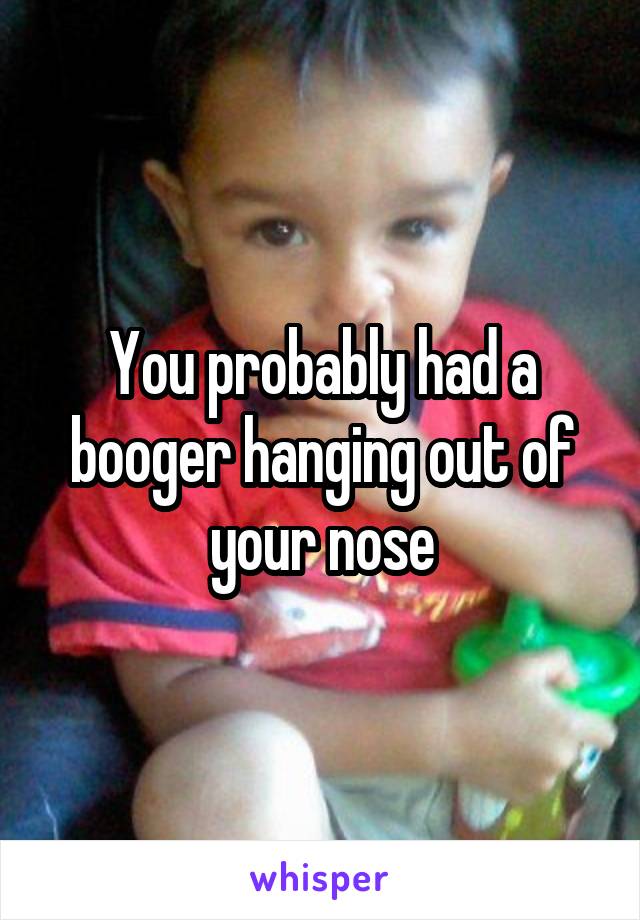 You probably had a booger hanging out of your nose