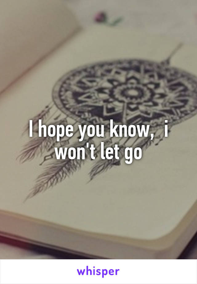 I hope you know,  i won't let go