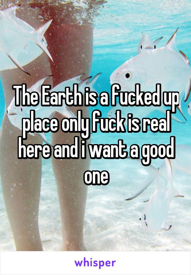 The Earth is a fucked up place only fuck is real here and i want a good one