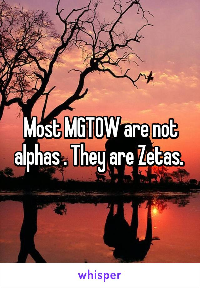 Most MGTOW are not alphas . They are Zetas. 
