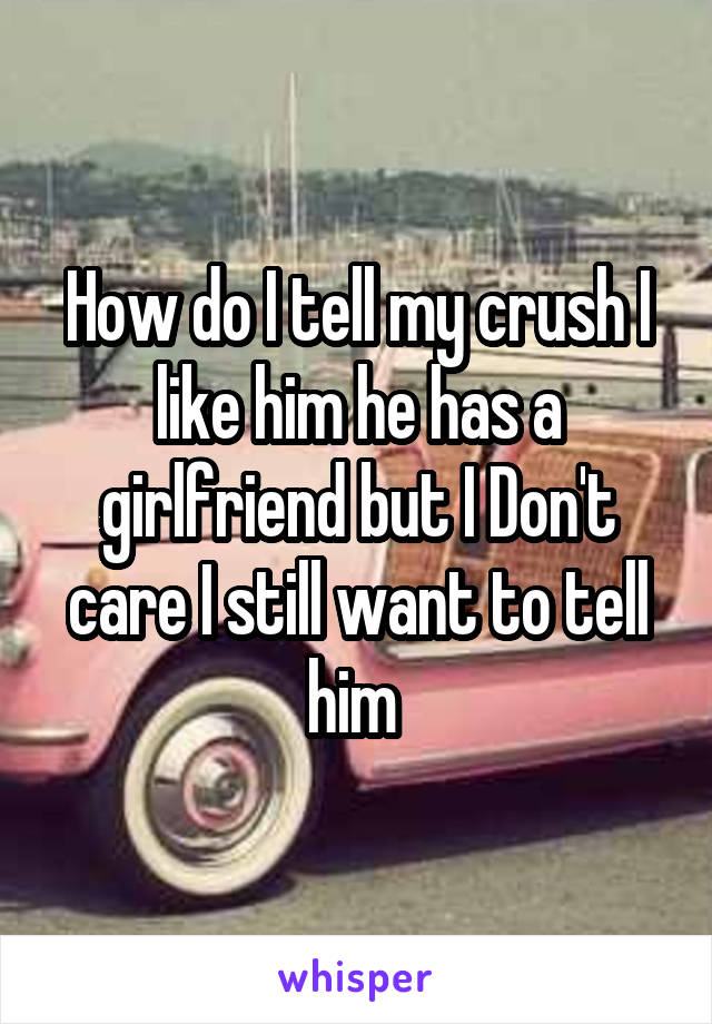 How do I tell my crush I like him he has a girlfriend but I Don't care I still want to tell him 