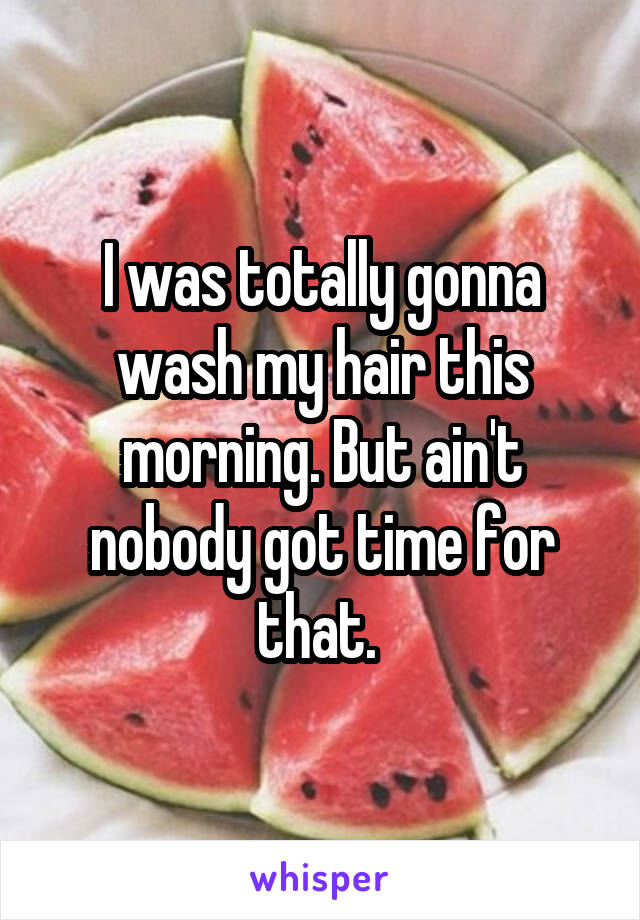 I was totally gonna wash my hair this morning. But ain't nobody got time for that. 