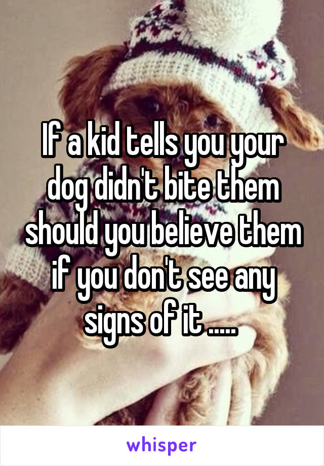 If a kid tells you your dog didn't bite them should you believe them if you don't see any signs of it ..... 