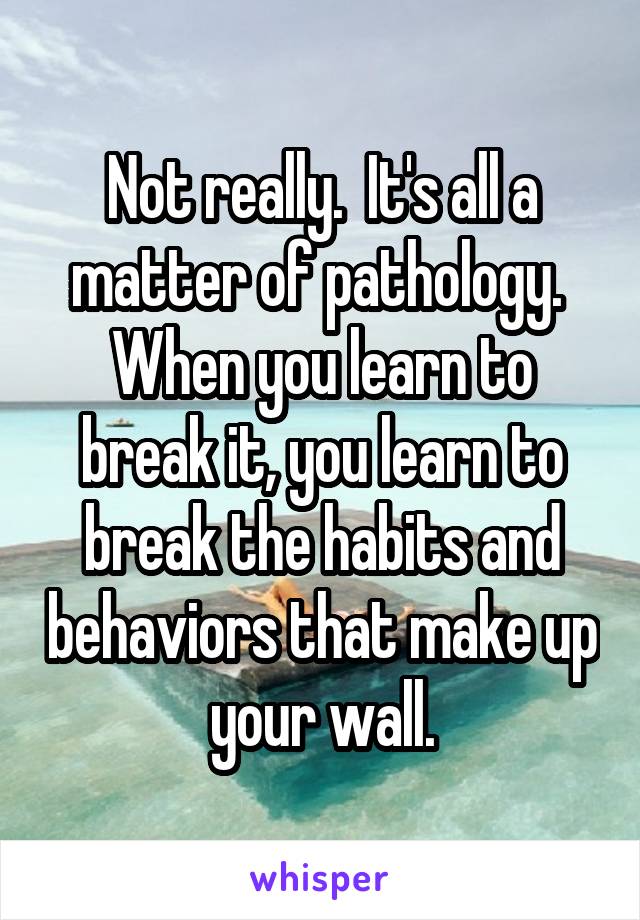Not really.  It's all a matter of pathology.  When you learn to break it, you learn to break the habits and behaviors that make up your wall.