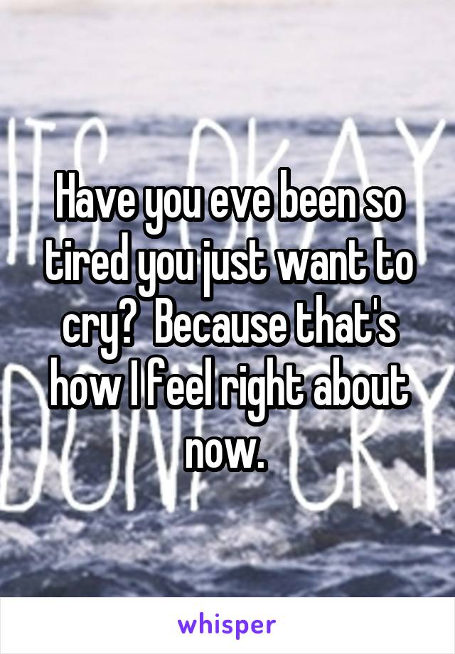 Have you eve been so tired you just want to cry?  Because that's how I feel right about now. 