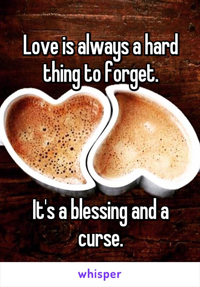 Love is always a hard thing to forget.




It's a blessing and a curse.