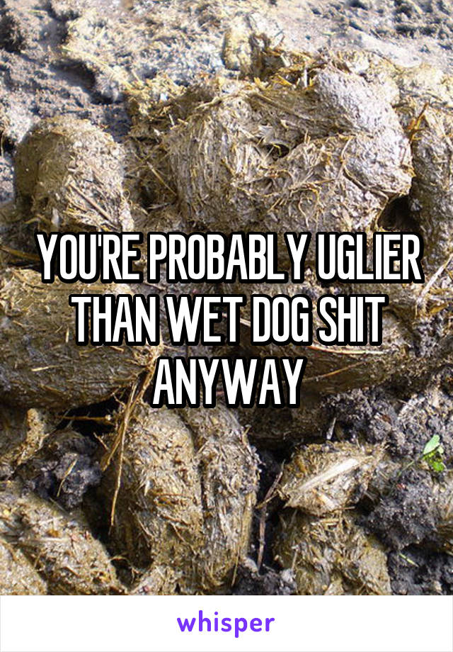 YOU'RE PROBABLY UGLIER THAN WET DOG SHIT ANYWAY