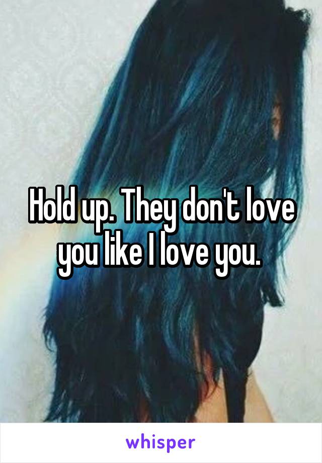 Hold up. They don't love you like I love you. 