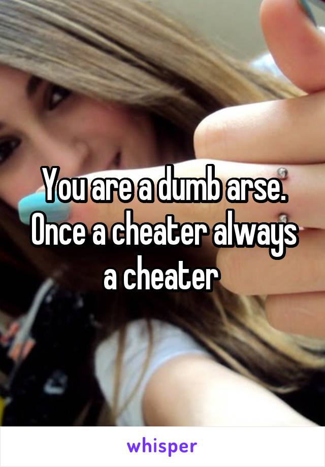 You are a dumb arse.
Once a cheater always a cheater 