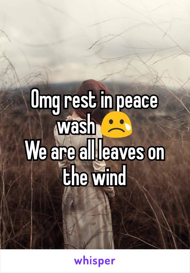 Omg rest in peace wash 😢
We are all leaves on the wind