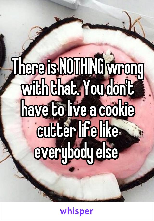 There is NOTHING wrong with that. You don't have to live a cookie cutter life like everybody else 