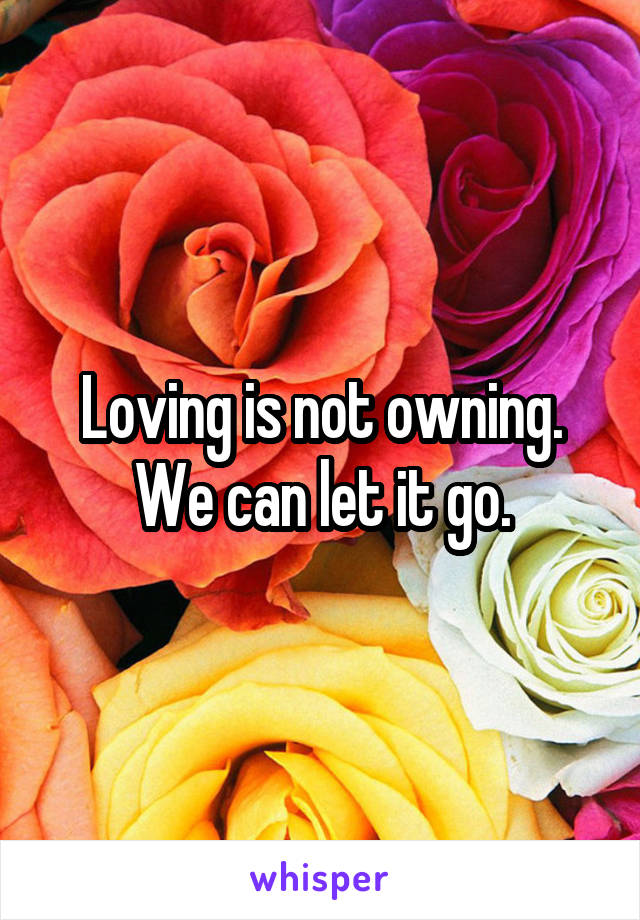 Loving is not owning. We can let it go.