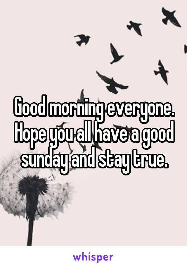 Good morning everyone. Hope you all have a good sunday and stay true.
