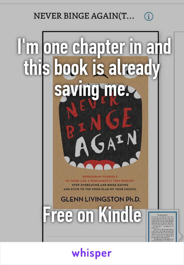 I'm one chapter in and this book is already saving me.





Free on Kindle