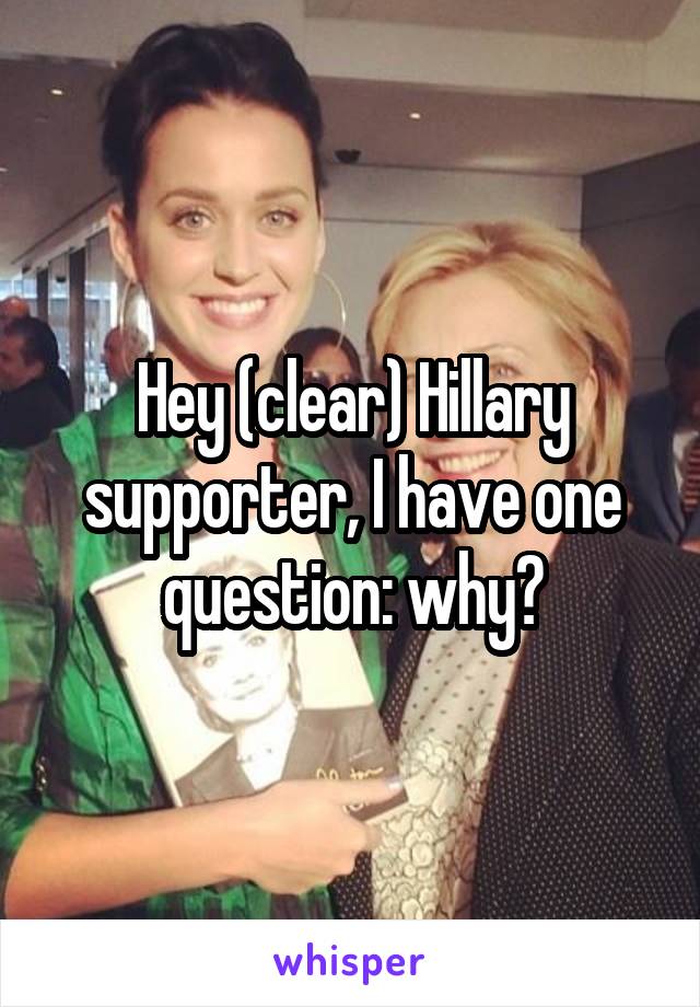 Hey (clear) Hillary supporter, I have one question: why?