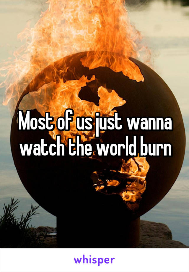 Most of us just wanna watch the world burn