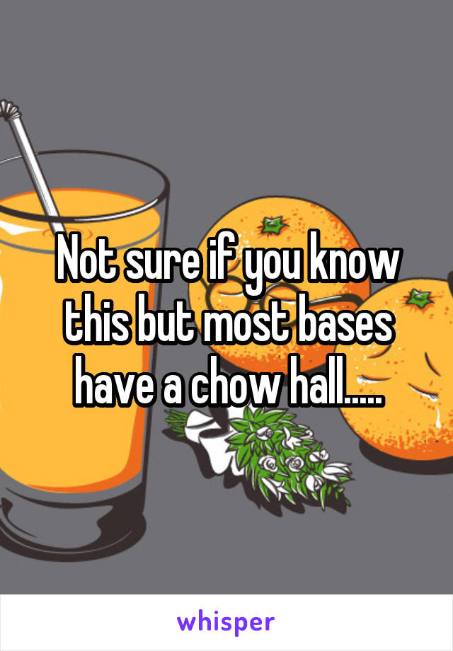 Not sure if you know this but most bases have a chow hall.....