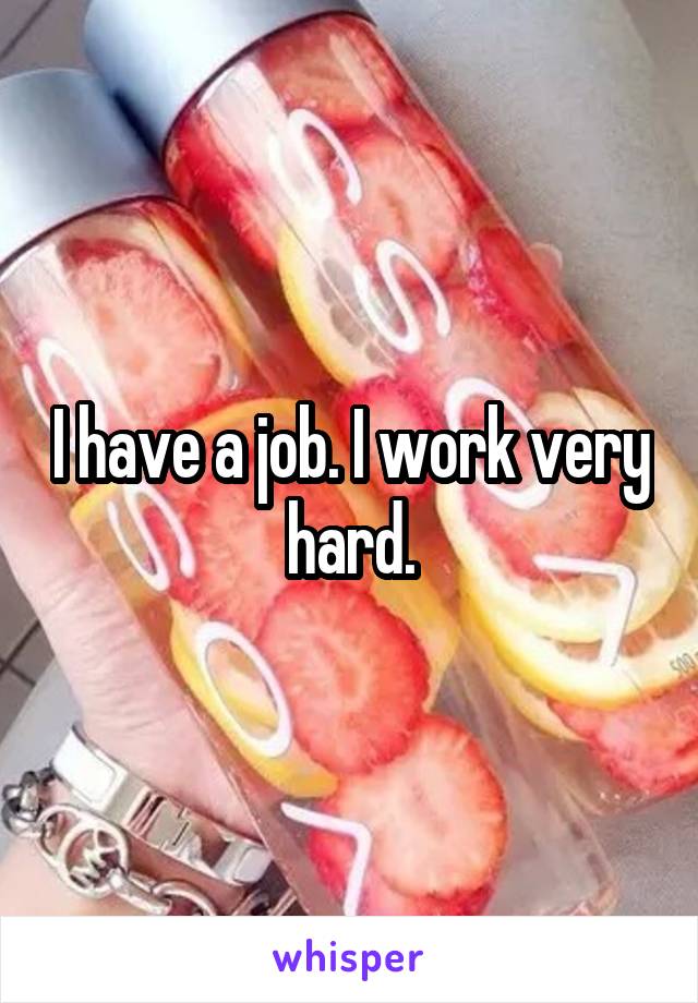 I have a job. I work very hard.