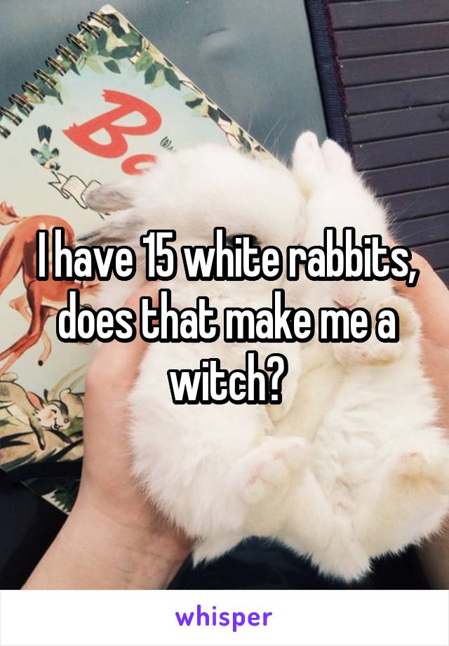 I have 15 white rabbits, does that make me a witch?