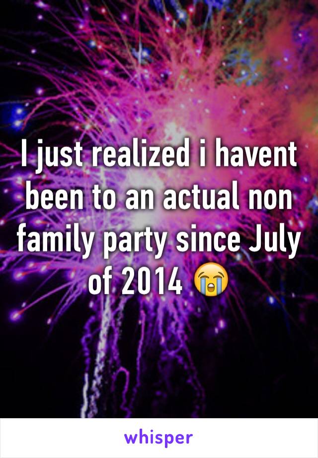 I just realized i havent been to an actual non family party since July of 2014 😭