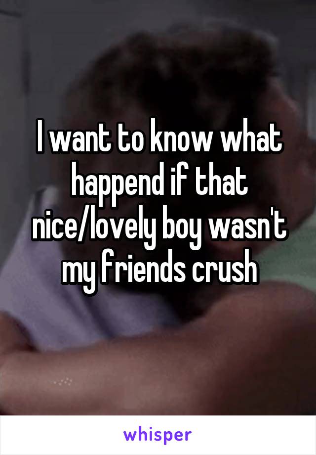 I want to know what happend if that nice/lovely boy wasn't my friends crush

