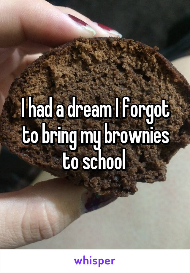 I had a dream I forgot to bring my brownies to school 