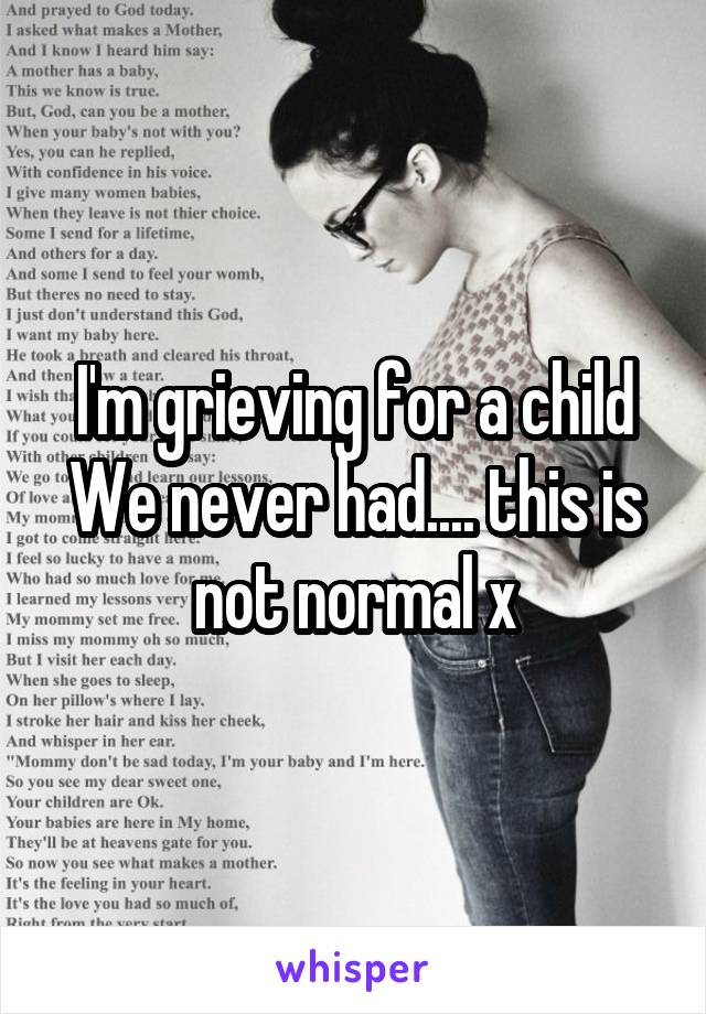 I'm grieving for a child We never had.... this is not normal x
