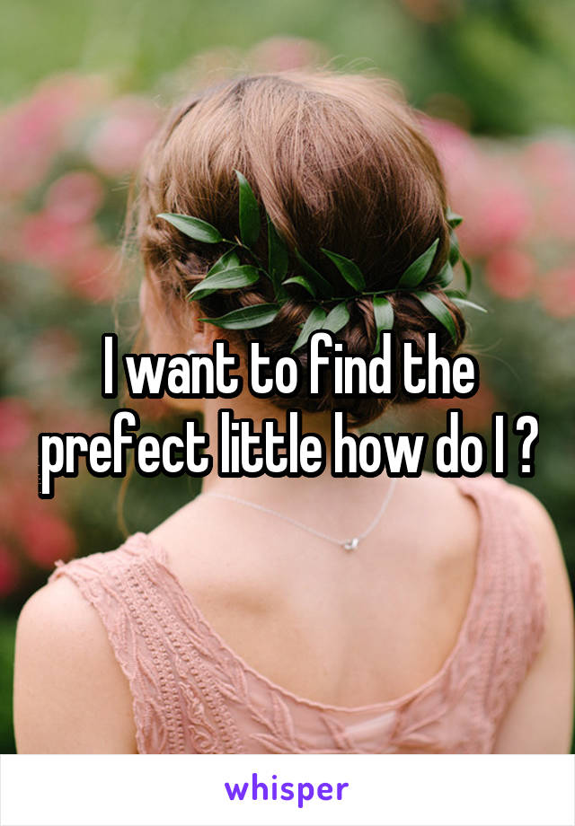 I want to find the prefect little how do I ?