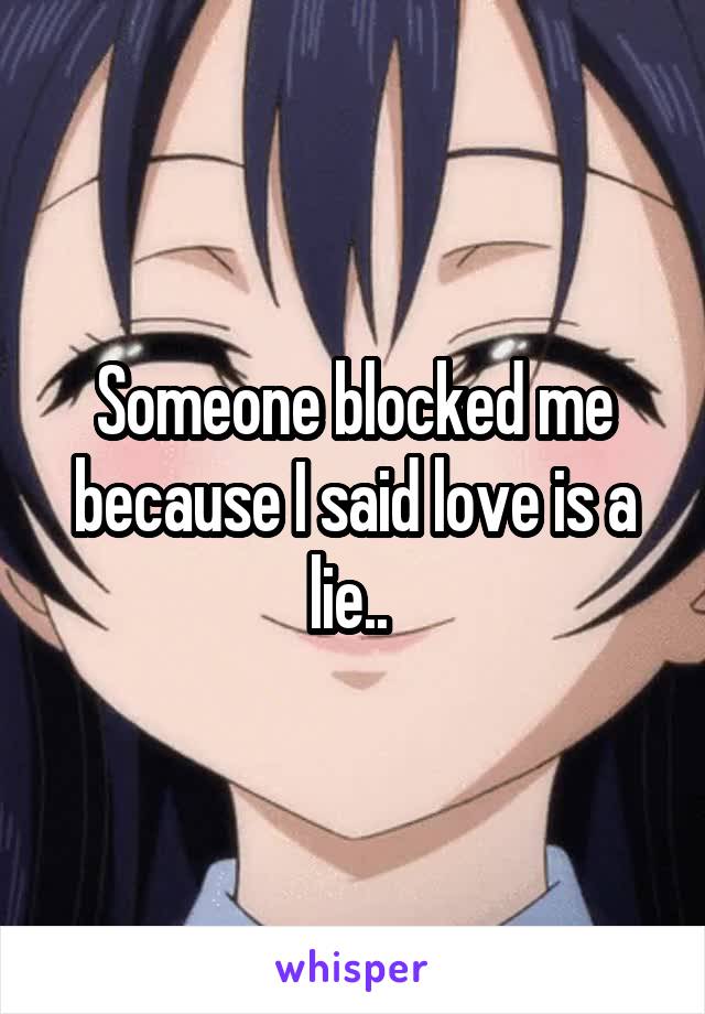 Someone blocked me because I said love is a lie.. 