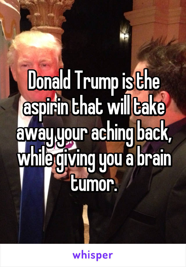 Donald Trump is the aspirin that will take away your aching back, while giving you a brain tumor.