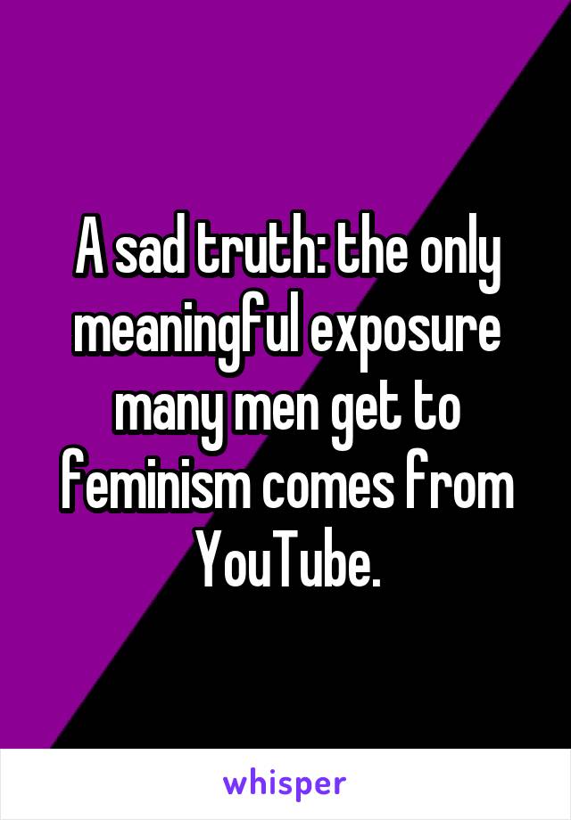 A sad truth: the only meaningful exposure many men get to feminism comes from YouTube.