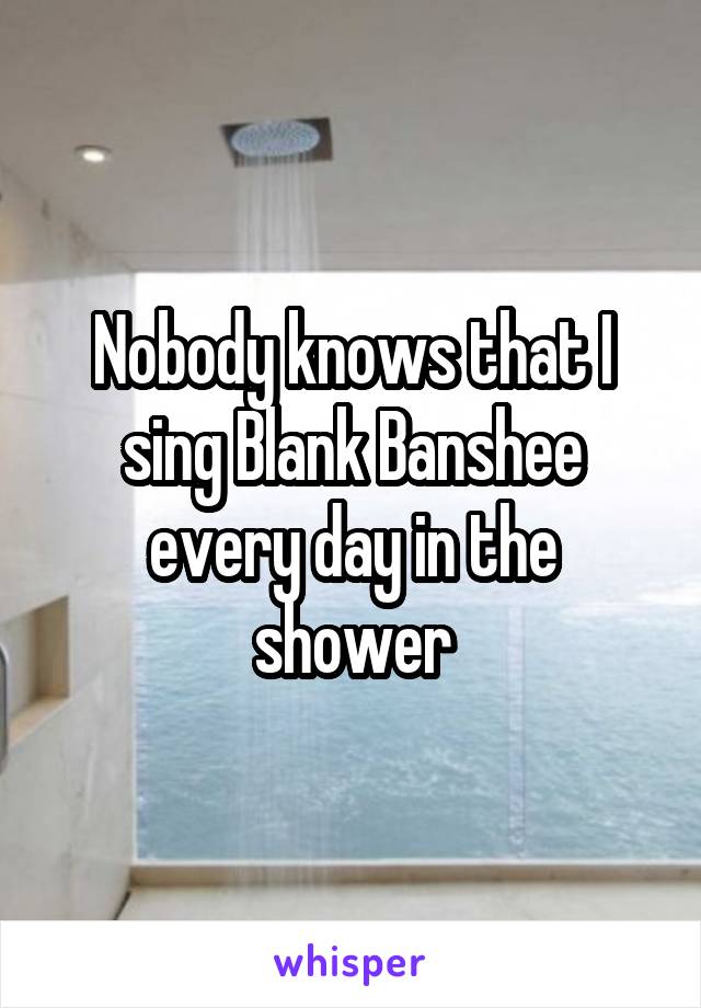 Nobody knows that I sing Blank Banshee every day in the shower