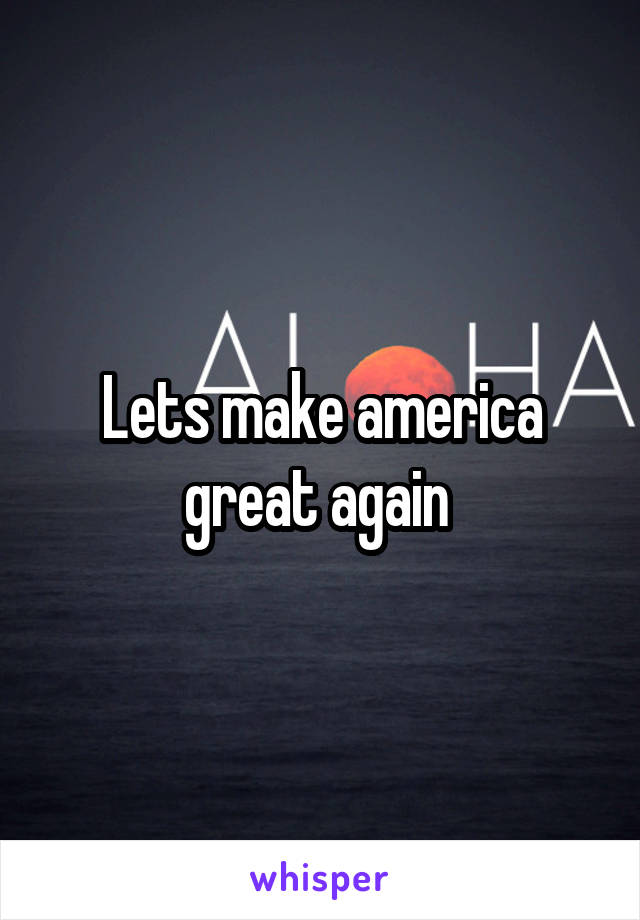 Lets make america great again 