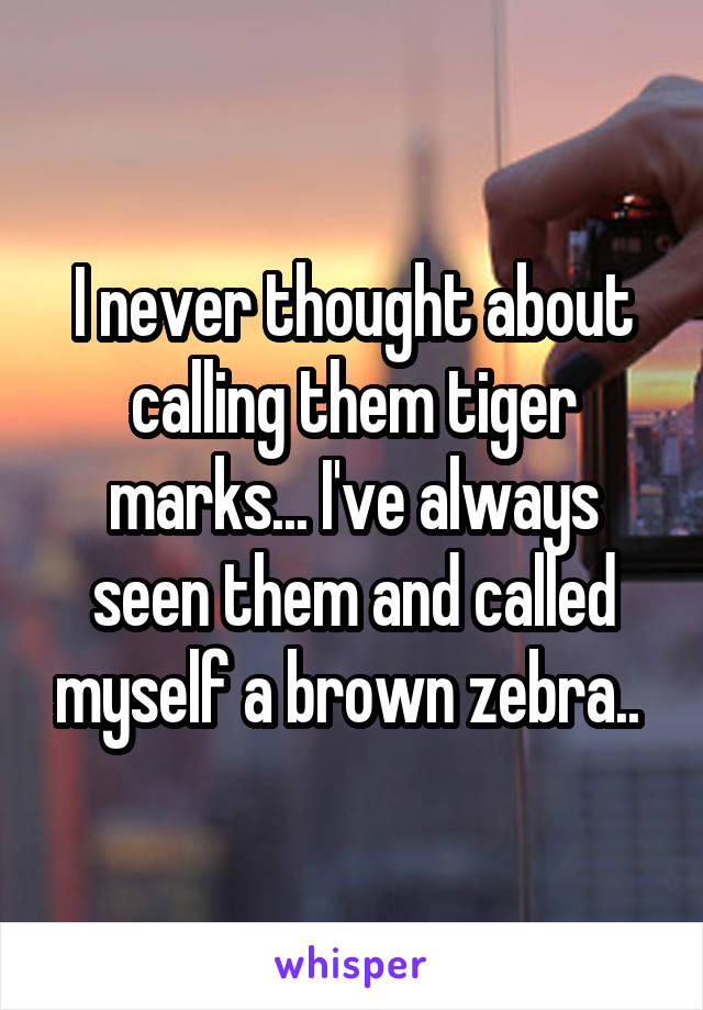 I never thought about calling them tiger marks... I've always seen them and called myself a brown zebra.. 