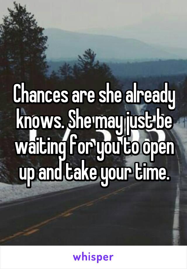 Chances are she already knows. She may just be waiting for you to open up and take your time.