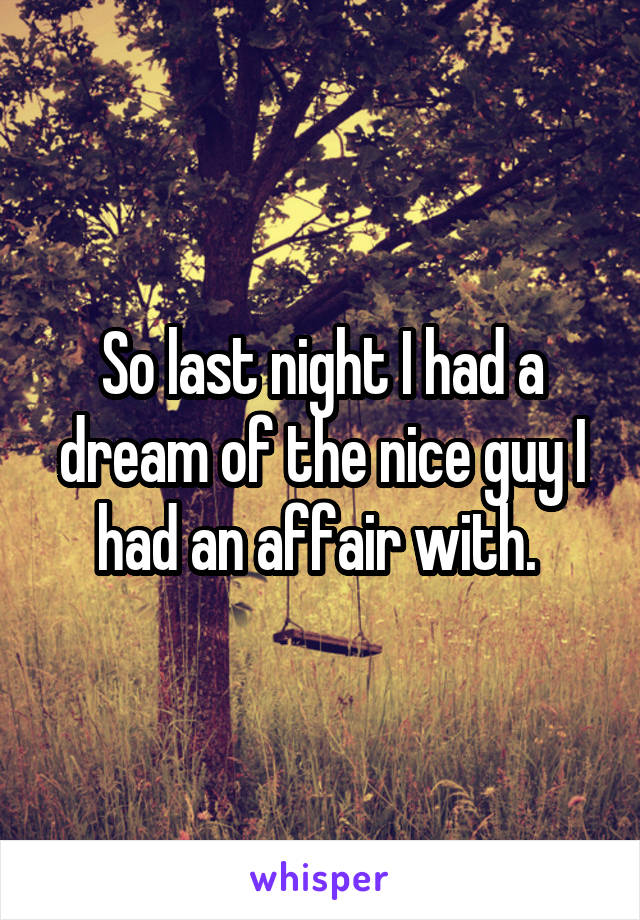 So last night I had a dream of the nice guy I had an affair with. 