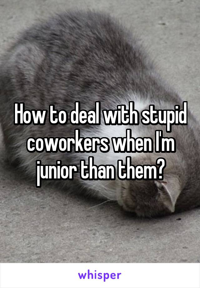 How to deal with stupid coworkers when I'm junior than them?